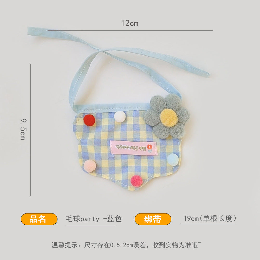 高颜值花朵布艺宠物口水巾可爱格子宠物项圈夏款猫狗口水兜围嘴