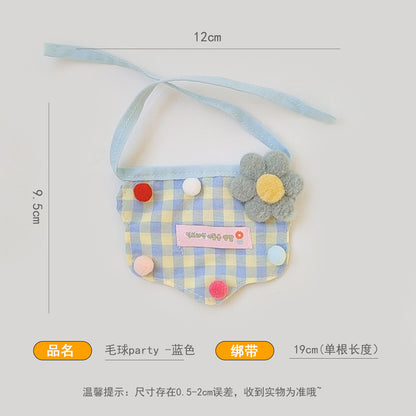 高颜值花朵布艺宠物口水巾可爱格子宠物项圈夏款猫狗口水兜围嘴