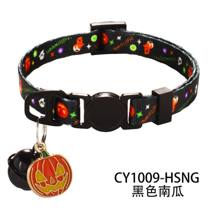 1.0万圣节项圈印花宠物项圈安全扣项圈猫项圈万圣节大量现货工厂