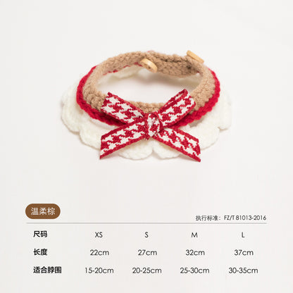 日系甜美猫咪围脖柔软项圈宠物装饰品蝴蝶结小猫围巾项圈狗口水巾