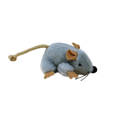 Moo - Fuzzy Plush Braided-Tail Mouse Cat Toy