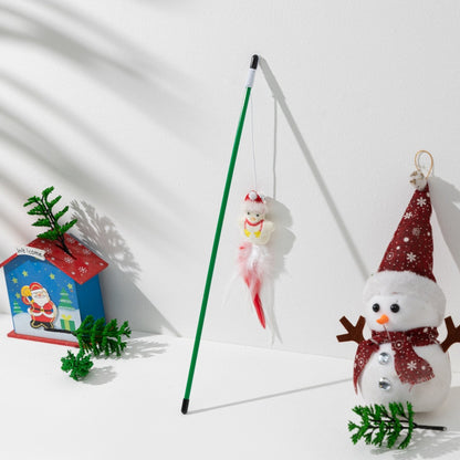 Product image for Moo - Jingle Bell Feather-Tail cat teaser wand (圣诞雪人圣诞逗猫棒)