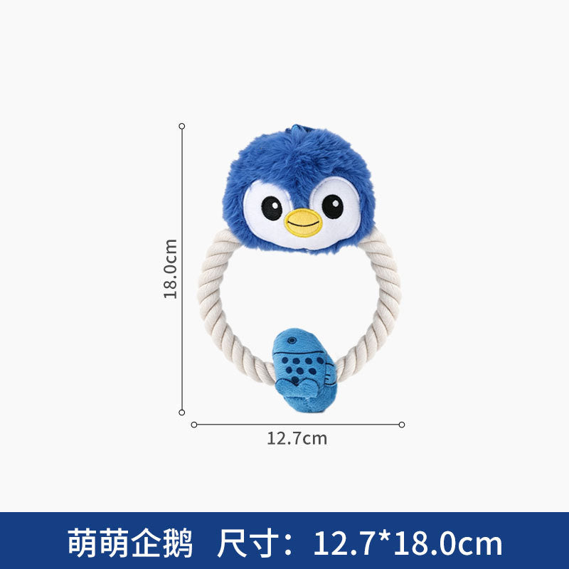 宠物棉绳磨牙玩具耐咬拔河绳结不伤牙龈洁齿狗玩具人宠互动拉扯圈