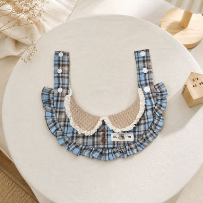 Mokka - Blue, Brown and Cream Plaid Bib Pet Neckwear