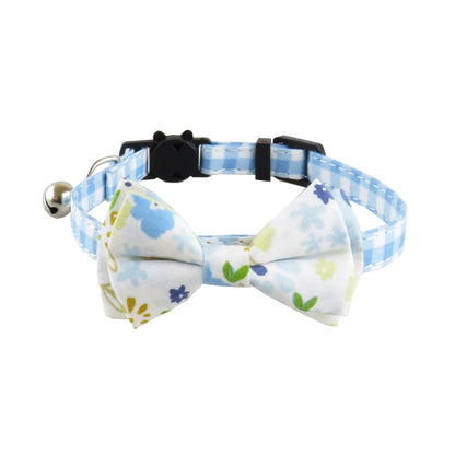 Mokka floral bow tie cat collar shown from top angle