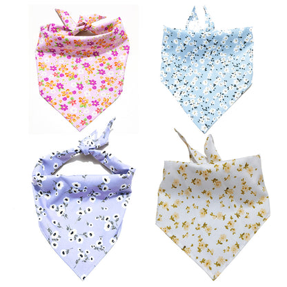 Furbud floral pet bandana in pink with white flowers, lightweight tie-on scarf