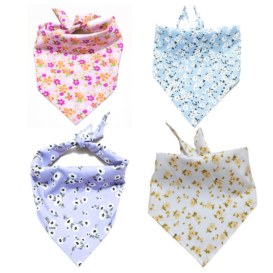 Furbud floral pet bandana in pink with white flowers, lightweight tie-on scarf