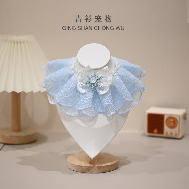 【青衫宠物】猫咪狗狗宠物蕾丝口水巾布偶花边装饰衣服围脖围兜