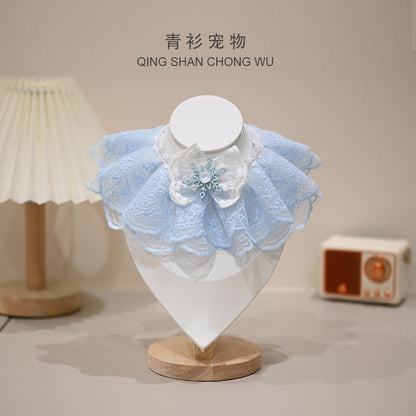 【青衫宠物】猫咪狗狗宠物蕾丝口水巾布偶花边装饰衣服围脖围兜