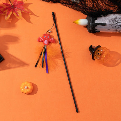 Moo - Bell & Feather Trim cat wand toy