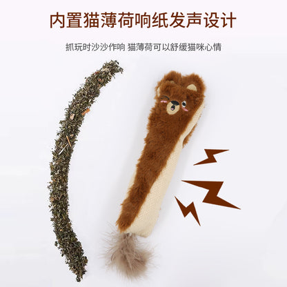 宠物用品批发动物造型抱枕四款毛绒猫咪玩具含猫薄荷猫逗猫棒跨境