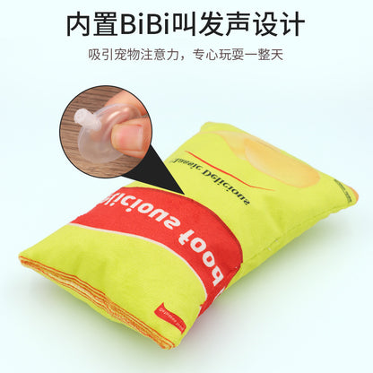 亚马逊爆款宠物用品创意仿真毛绒薯片零食袋发声狗狗玩具食物造型