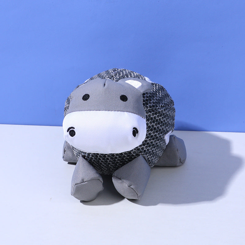 Petkin flat plush dog toy packaged and ready for sale with clear branding