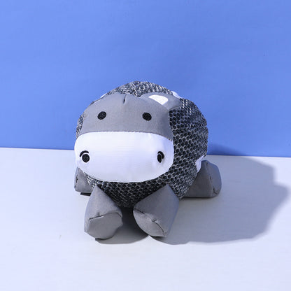 Petkin flat plush dog toy packaged and ready for sale with clear branding