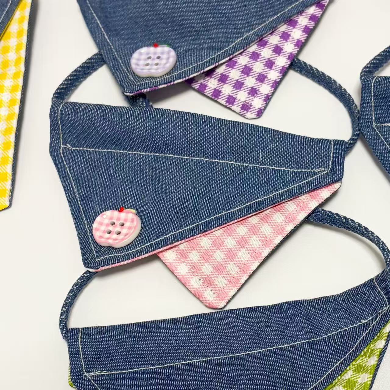 Mokka - Layered Gingham Bandana Pet Neckwear