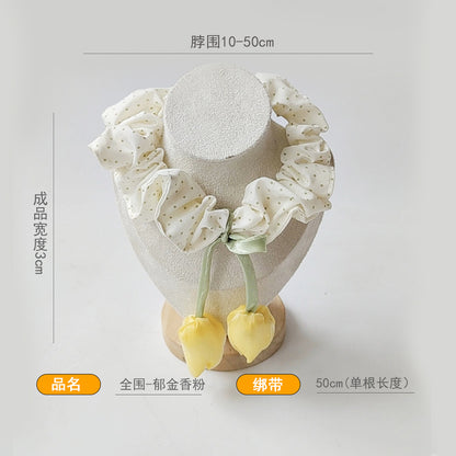 柔软蝴蝶结宠物口水巾可调节中小型犬围脖猫咪宠物围兜波点围巾