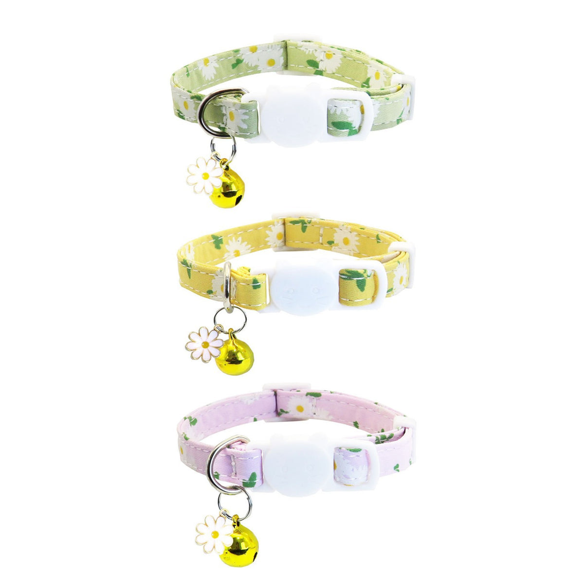 新品跨境宠物项圈织带清新风小花猫项圈挂饰铃铛吊坠猫咪项链小猫