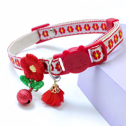 Mokka Floral Charm Cat Collar with visible charm and floral pattern