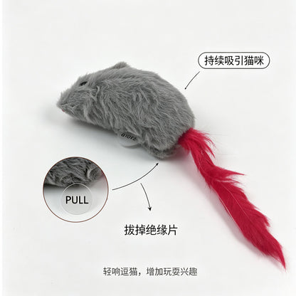宠物用品厂家仿真皮毛老鼠带响石猫咪自嗨玩具毛绒啃咬猫咪玩具