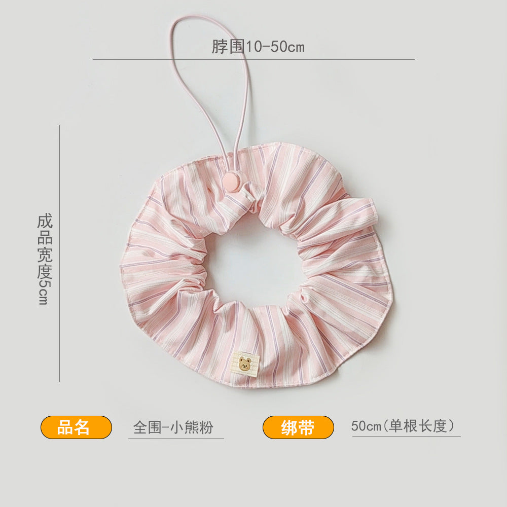小熊格子宠物饰品弹力项圈猫咪宠物拍照装围脖口水巾花边围巾柴犬