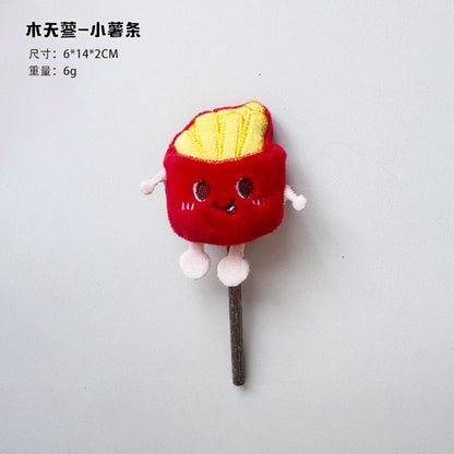木天蓼猫玩具手工猫咪磨牙自嗨可爱卡通薯条汉堡土司鸡腿宠物用品