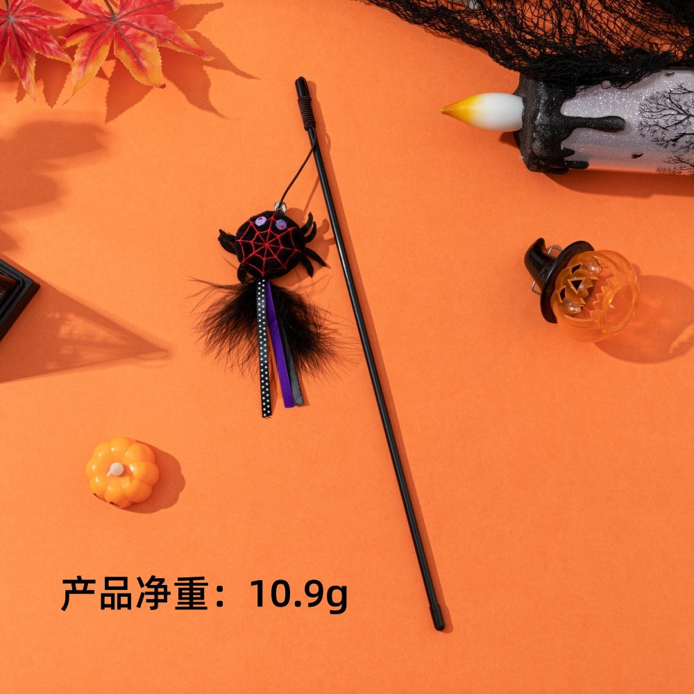 Moo - Bell & Feather Trim cat wand toy
