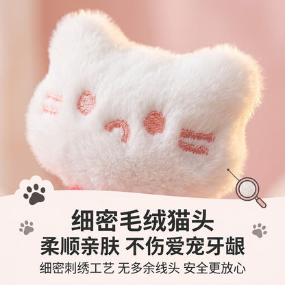 小白猫网管铃铛猫玩具小白猫毛绒逗猫棒耐咬解闷宠物自嗨宠物玩具