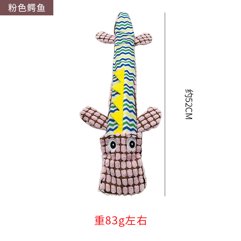 亚马逊爆款创意毛绒鳄鱼狗玩具大型犬狗玩具磨牙耐啃咬发声狗玩具