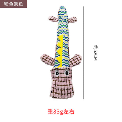 亚马逊爆款创意毛绒鳄鱼狗玩具大型犬狗玩具磨牙耐啃咬发声狗玩具