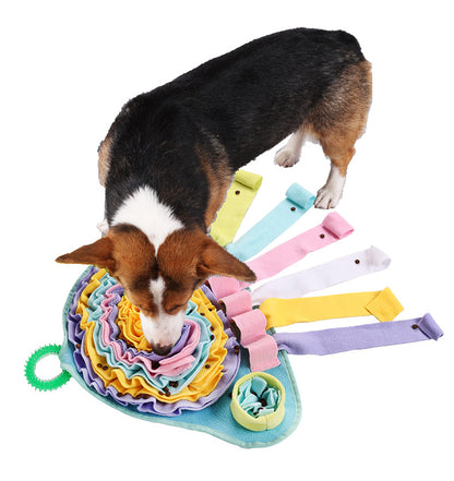 Snuffy mushroom dog snuffle mat laid flat on a white background