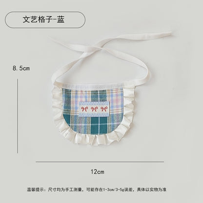 英伦纯色格子宠物口水巾中小型狗狗泰迪衣服装饰围兜拍照饰品围脖