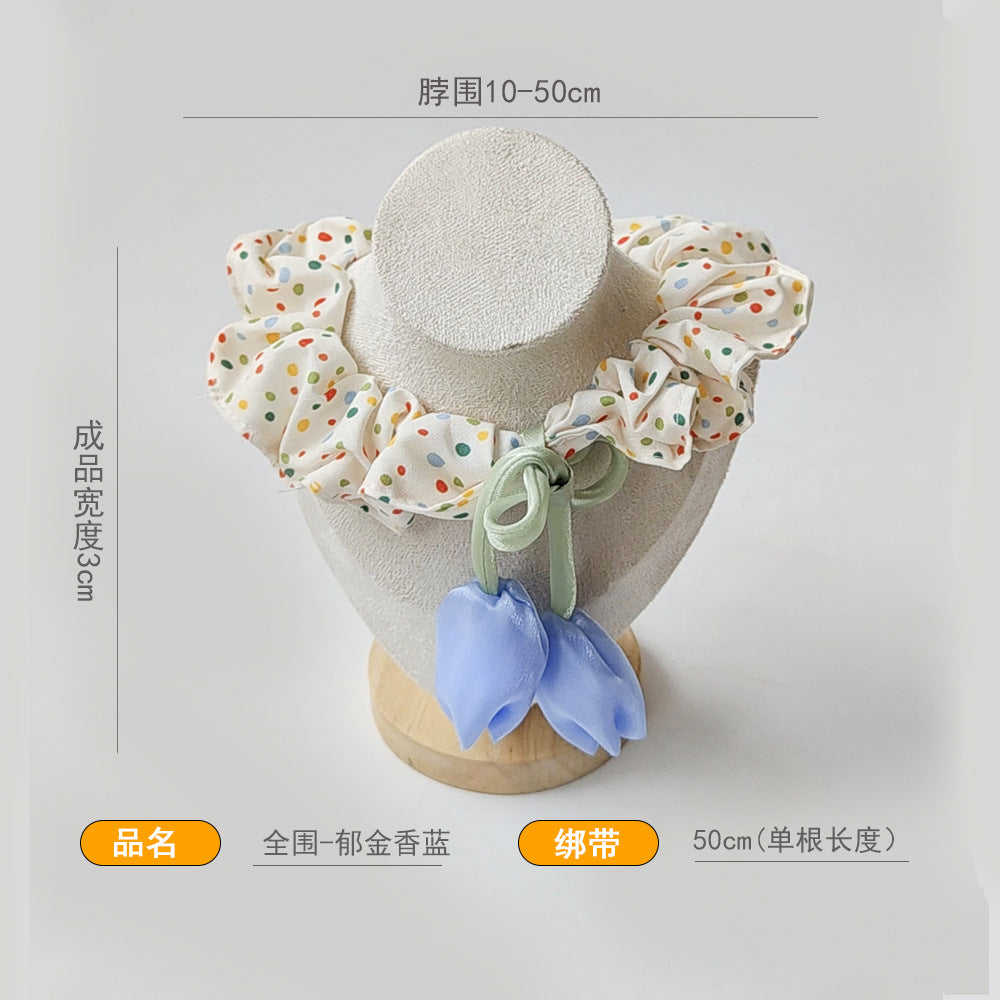 柔软蝴蝶结宠物口水巾可调节中小型犬围脖猫咪宠物围兜波点围巾