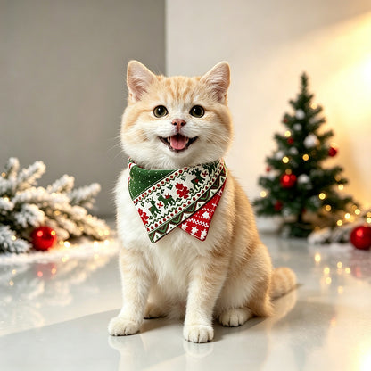 圣诞宠物项圈口水巾双层狗狗猫咪圣诞节饰品脖圈圣诞鹿树安全颈圈