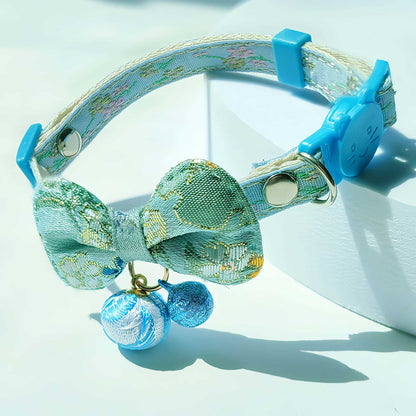 Mokka kimono bow tie cat collar with visible adjustment mechanism