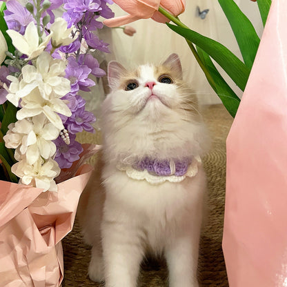 猫咪可爱ins项圈手工钩织围脖小型犬猫咪兔子布偶猫围脖颈圈厂家