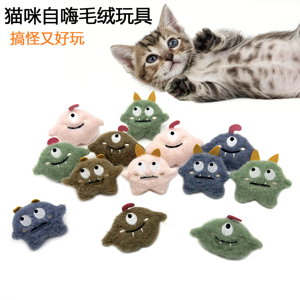 跨境新品猫玩具卡通毛绒小恶魔玩偶猫咪自嗨解闷玩具配件宠物用品