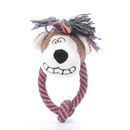Petkin - Plush Character Head Rope Loop dog toy