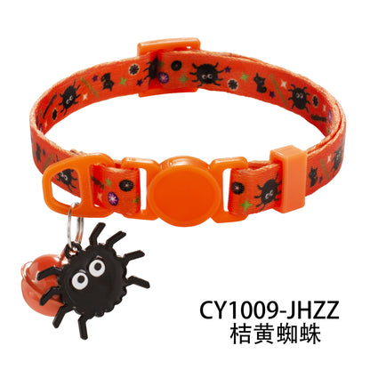 1.0万圣节项圈印花宠物项圈安全扣项圈猫项圈万圣节大量现货工厂