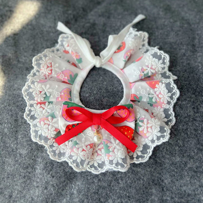 Mokka - Ruffled Floral Lace-Look Bib Pet Neckwear