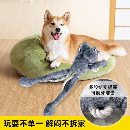 跨境新品狗咬棉绳玩具狗发声玩具宠物玩具毛绒大灰猫狗玩具现货批