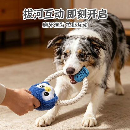 宠物棉绳磨牙玩具耐咬拔河绳结不伤牙龈洁齿狗玩具人宠互动拉扯圈
