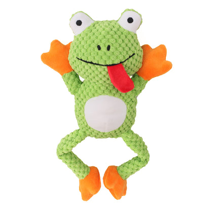 Petkin - Plush Frog Dog Toy with Squeaker