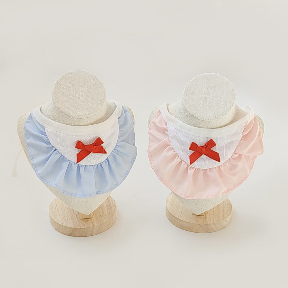 Mokka ruffle sailor cat collar in soft beige with white trim and adjustable buckle