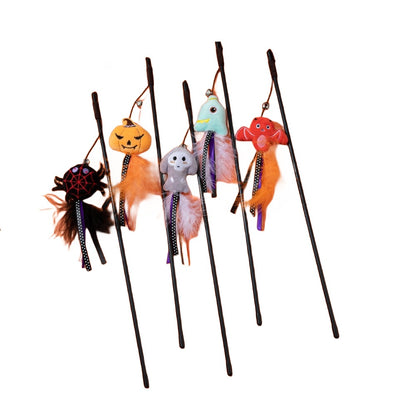 Moo - Bell & Feather Trim cat wand toy