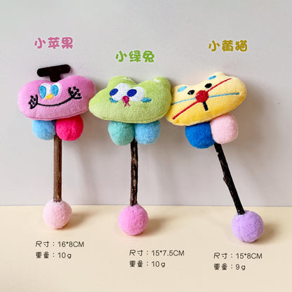 宠物猫玩具小清新卡通三色猫耐抓猫咪磨牙棒木天蓼互动训练逗猫棒