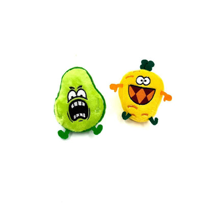 Moo cartoon vegetable-shaped cat toy with vibrant colors isolated on white