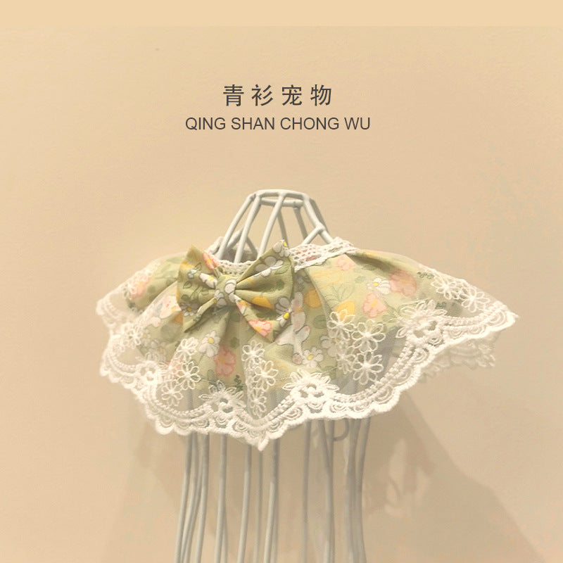 【青衫宠物】原创蕾丝口水巾宠物猫咪狗狗布偶娃娃衣服夏天围脖