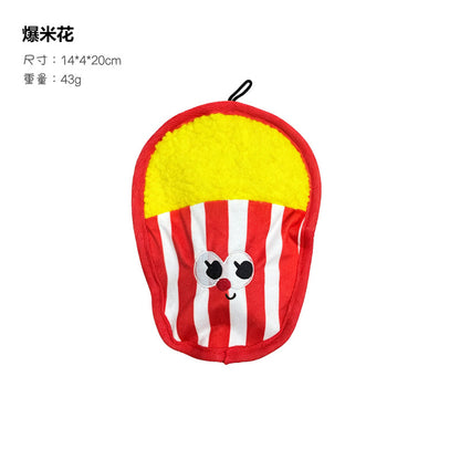 大气囊发声响纸防掏棉花耐咬小狗狗汉堡披萨玩具宠物猫咪薯条磨牙