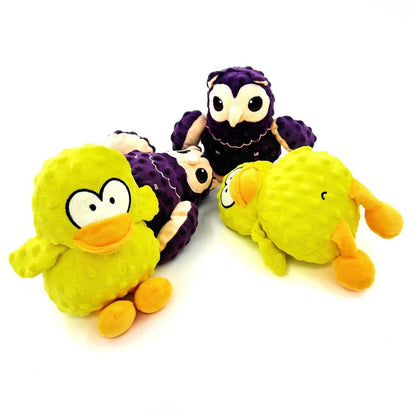 Side view of Petkin cute animal shaped dog squeaky toy