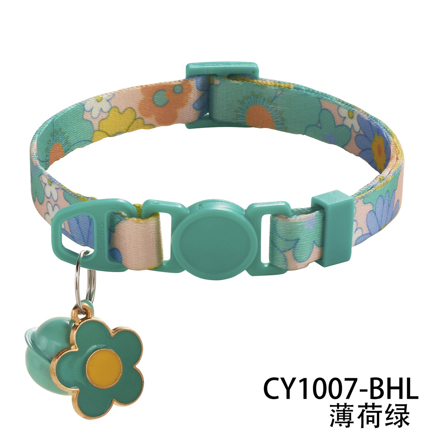 1.0印花宠物项圈安全扣项圈猫项圈大花大量现货工厂跨境